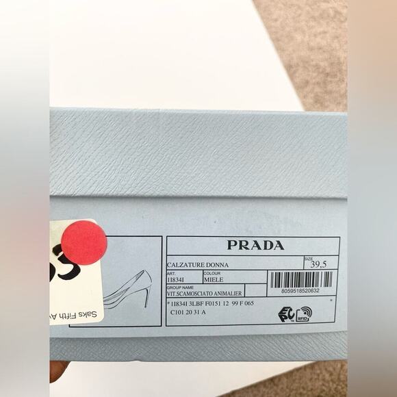 Prada Black Brown leather Calf Hair Leopard Print pointed toe pumps EU 39.5 - Picture 10 of 10